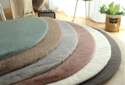 Ivory Faux Fur Round Rugs 100cm - Image 3